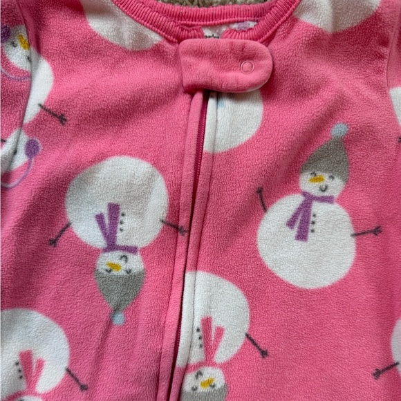Carter’s Baby Girl Pink Snowman Footed Sleeper Pajamas - Size 12 Months - Picture 3 of 7